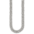 Polished Crystal Stainless Steel Curb Chain Necklace 11.5mm