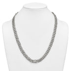 Polished Crystal Stainless Steel Curb Chain Necklace 11.5mm