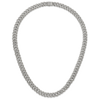 Polished Crystal Stainless Steel Curb Chain Necklace 11.5mm