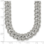 Polished Crystal Stainless Steel Curb Chain Necklace 11.5mm