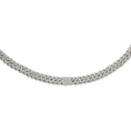 Polished Crystal Stainless Steel Curb Chain Necklace 14.5mm
