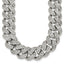 Polished Crystal Stainless Steel Curb Chain Necklace 14.5mm