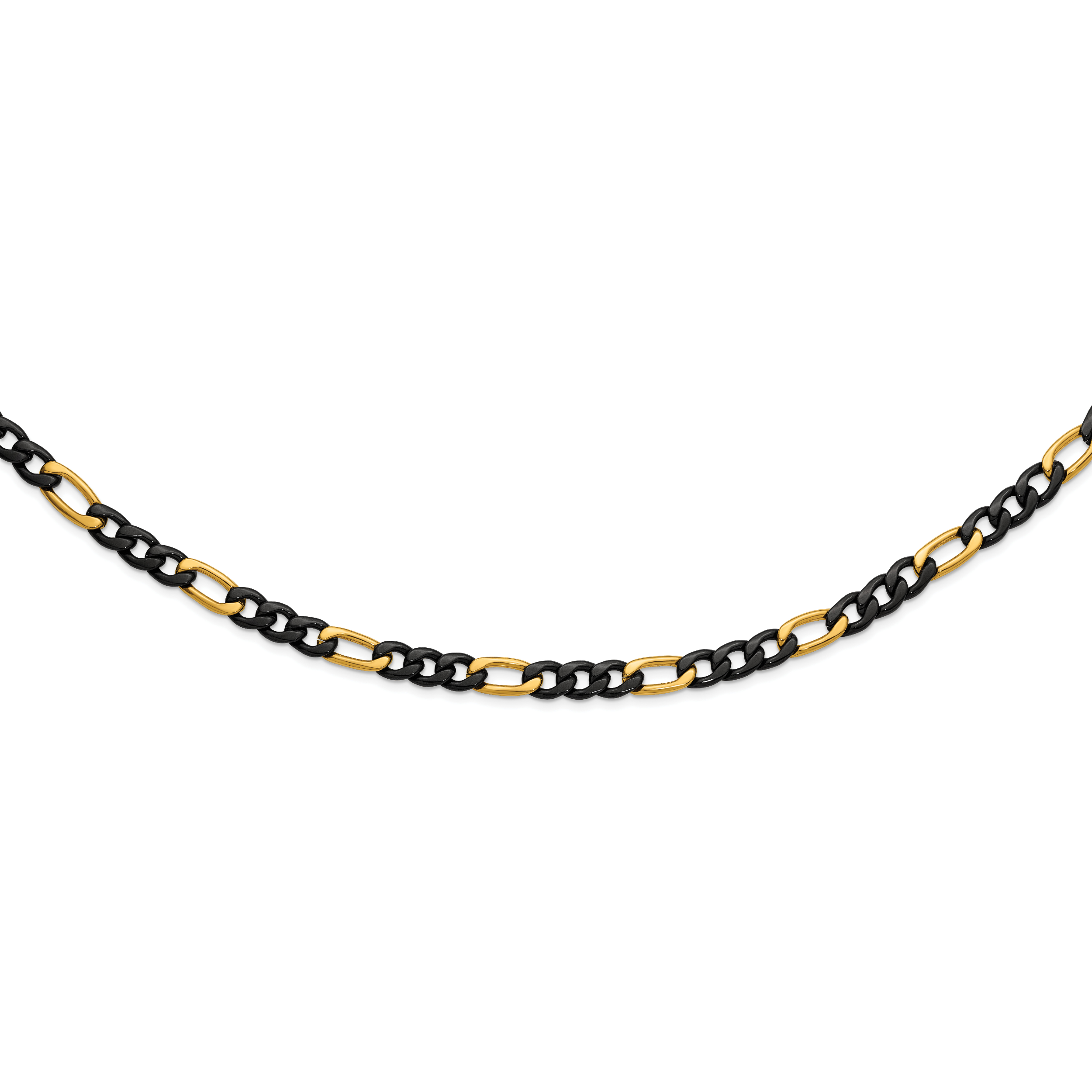 Polished Gold-Tone Stainless Steel Figaro Chain Necklace 9mm 24in