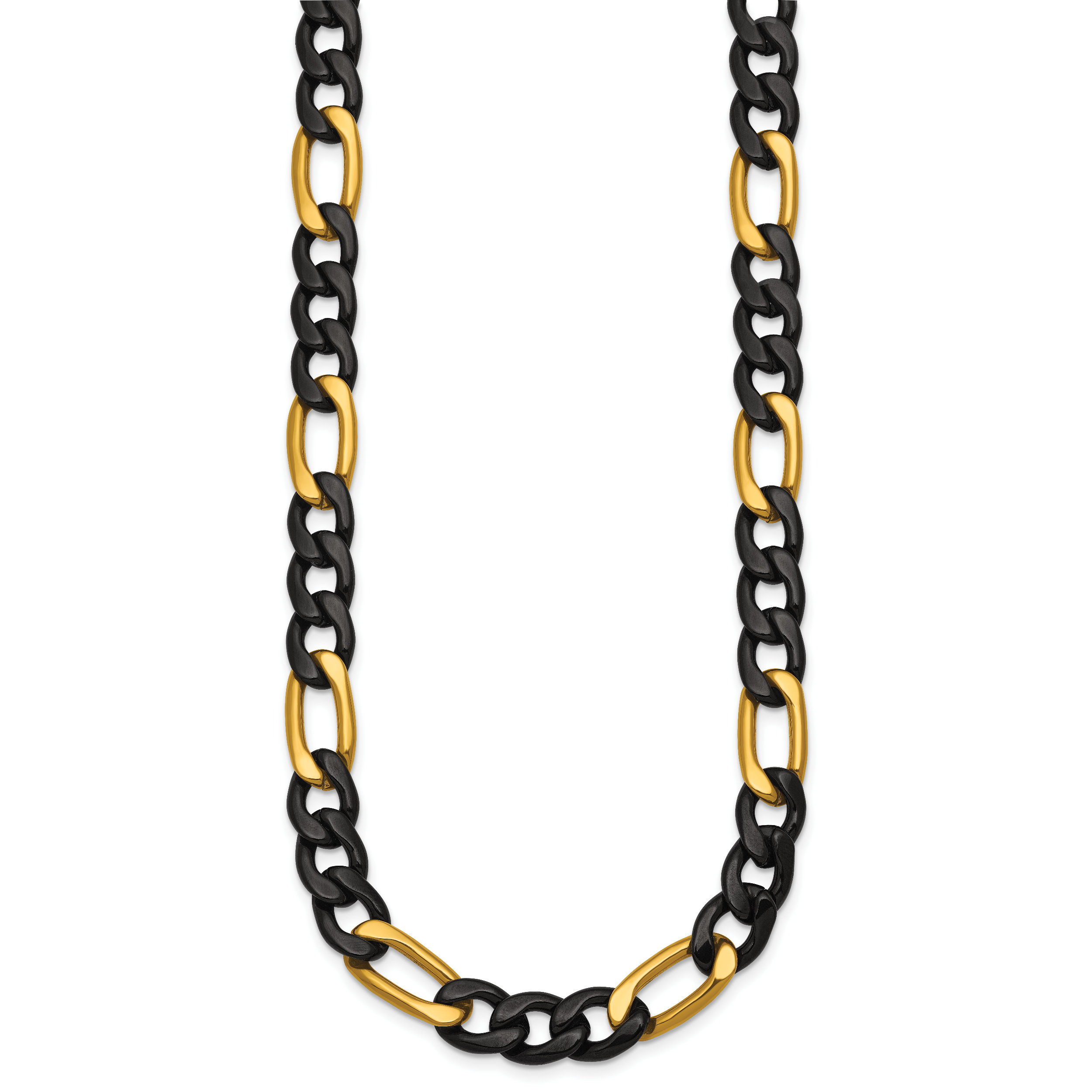 Polished Gold-Tone Stainless Steel Figaro Chain Necklace 9mm 24in Secondary image