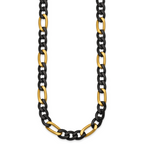 Polished Gold-Tone Stainless Steel Figaro Chain Necklace 9mm 24in