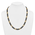Polished Gold-Tone Stainless Steel Figaro Chain Necklace 9mm 24in