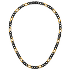 Polished Gold-Tone Stainless Steel Figaro Chain Necklace 9mm 24in