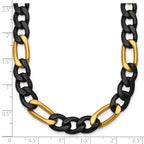 Polished Gold-Tone Stainless Steel Figaro Chain Necklace 9mm 24in
