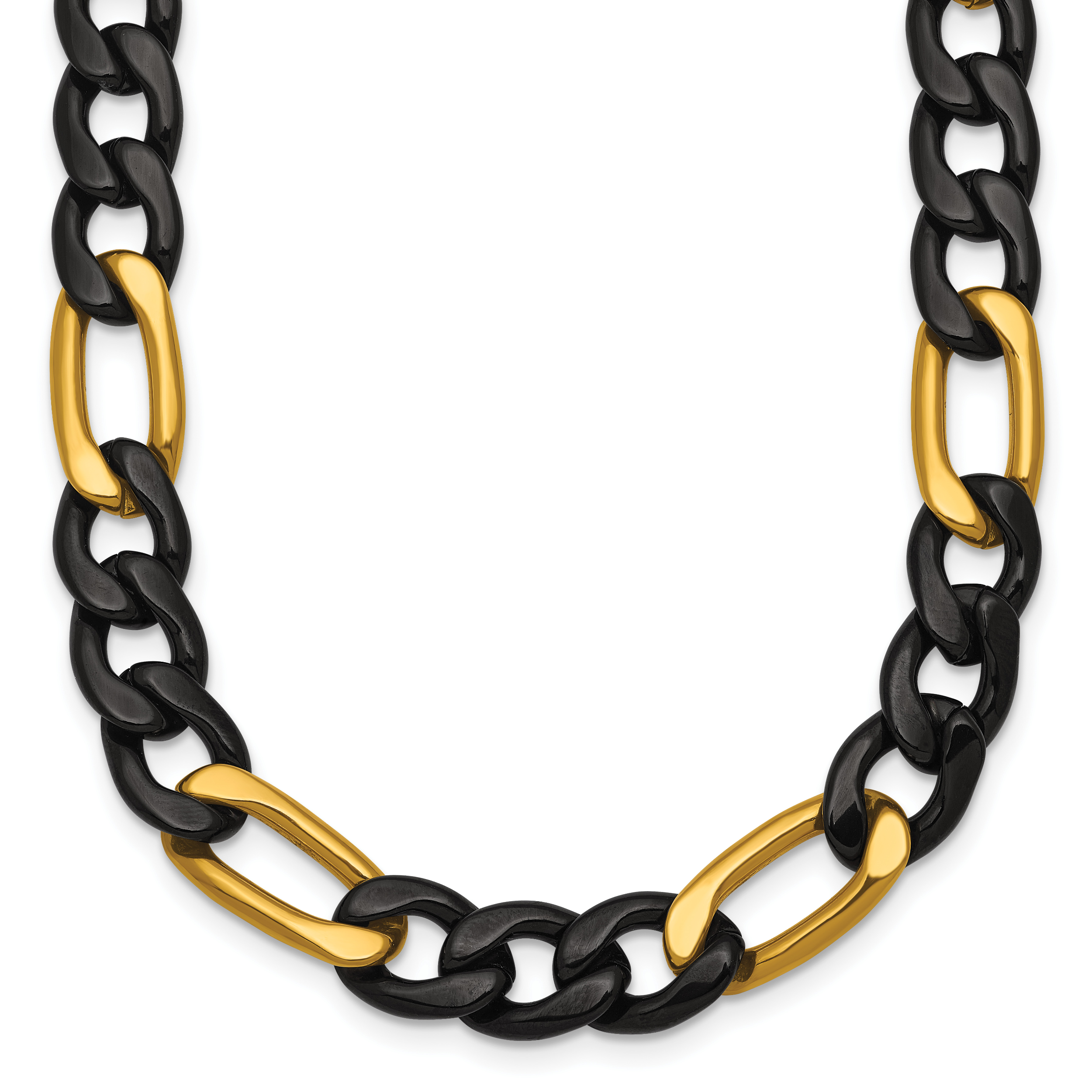 Polished Gold-Tone Stainless Steel Figaro Chain Necklace 9mm 24in Main image