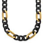 Polished Gold-Tone Stainless Steel Figaro Chain Necklace 9mm 24in