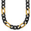 Polished Gold-Tone Stainless Steel Figaro Chain Necklace 9mm 24in