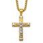 Gold-Tone Brushed and Polished Crucifix Stainless Steel Rolo Chain Necklace
