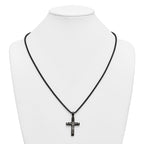 Black Ion-Plated Polished Crucifix Stainless Steel Rolo Chain Necklace