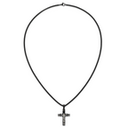 Black Ion-Plated Polished Crucifix Stainless Steel Rolo Chain Necklace