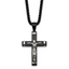 Black Ion-Plated Polished Crucifix Stainless Steel Rolo Chain Necklace