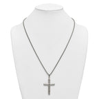 Polished Cross Stainless Steel Rolo Chain Necklace
