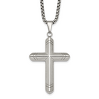Polished Cross Stainless Steel Rolo Chain Necklace
