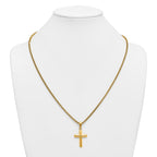 Gold-Tone Polished Cross Stainless Steel Rolo Chain Necklace 24in