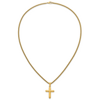 Gold-Tone Polished Cross Stainless Steel Rolo Chain Necklace 24in