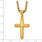 Gold-Tone Polished Cross Stainless Steel Rolo Chain Necklace 24in