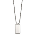 Polished Dog Tag Stainless Steel Rolo Chain Necklace