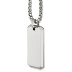 Polished Dog Tag Stainless Steel Rolo Chain Necklace