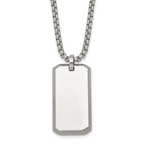 Polished Dog Tag Stainless Steel Rolo Chain Necklace