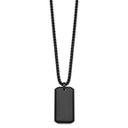 Chisel Dog Tag Box Chain Necklace in Black IP-Plated Stainless Steel, 24 Inch - Sophia Jewelers