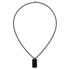 Chisel Dog Tag Box Chain Necklace in Black IP-Plated Stainless Steel, 24 Inch - Sophia Jewelers