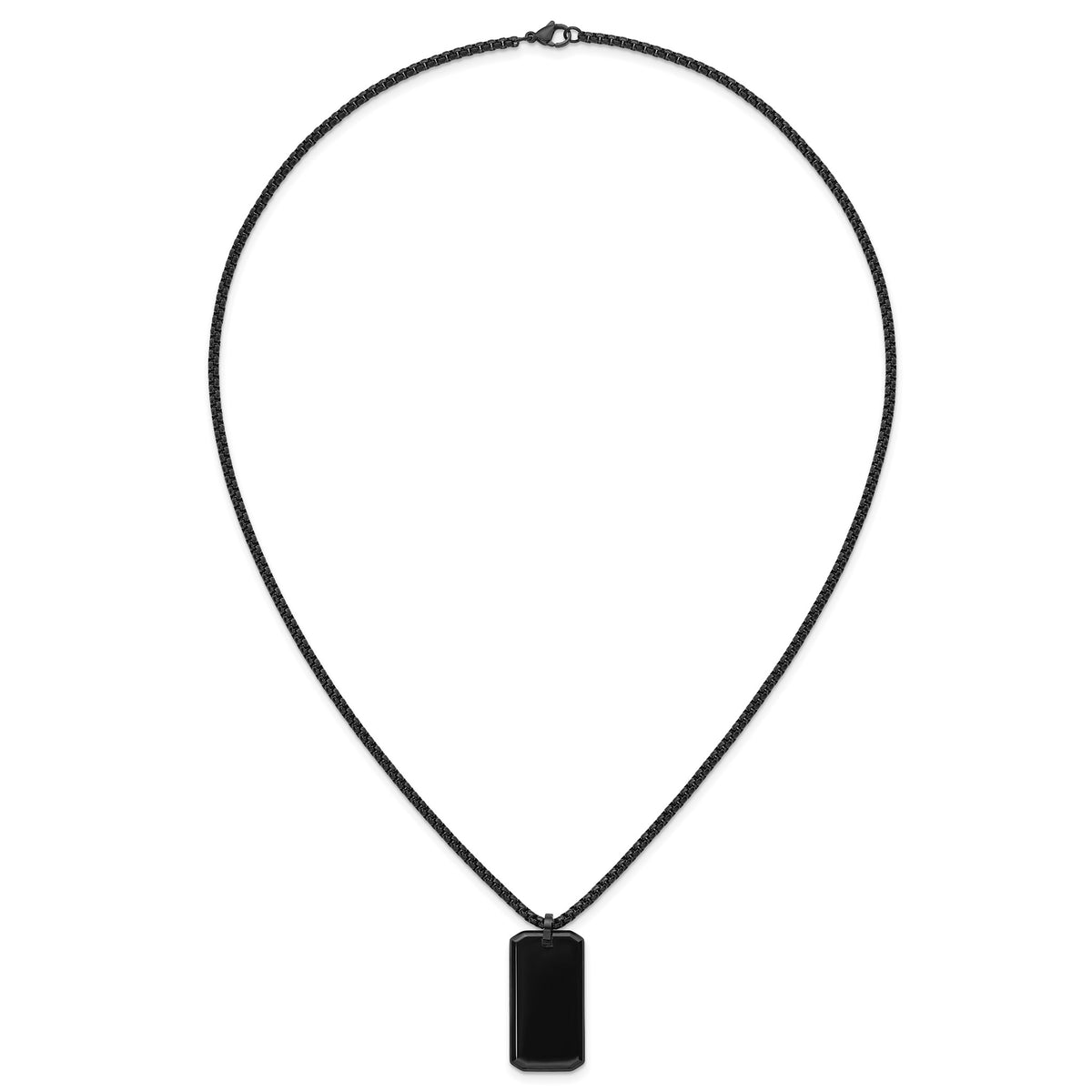 Chisel Dog Tag Box Chain Necklace in Black IP-Plated Stainless Steel, 24 Inch - Sophia Jewelers