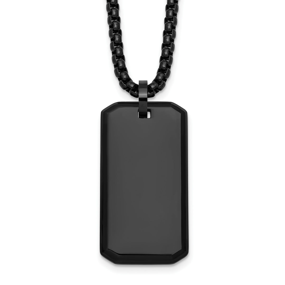 Dog Tag Box Necklace in Black IP-Plated Stainless Steel, 24 Inch - Sophia Jewelers Main image