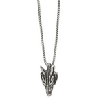 Antiqued Dragon Stainless Steel Rolo Chain Necklace