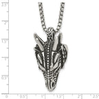 Antiqued Dragon Stainless Steel Rolo Chain Necklace