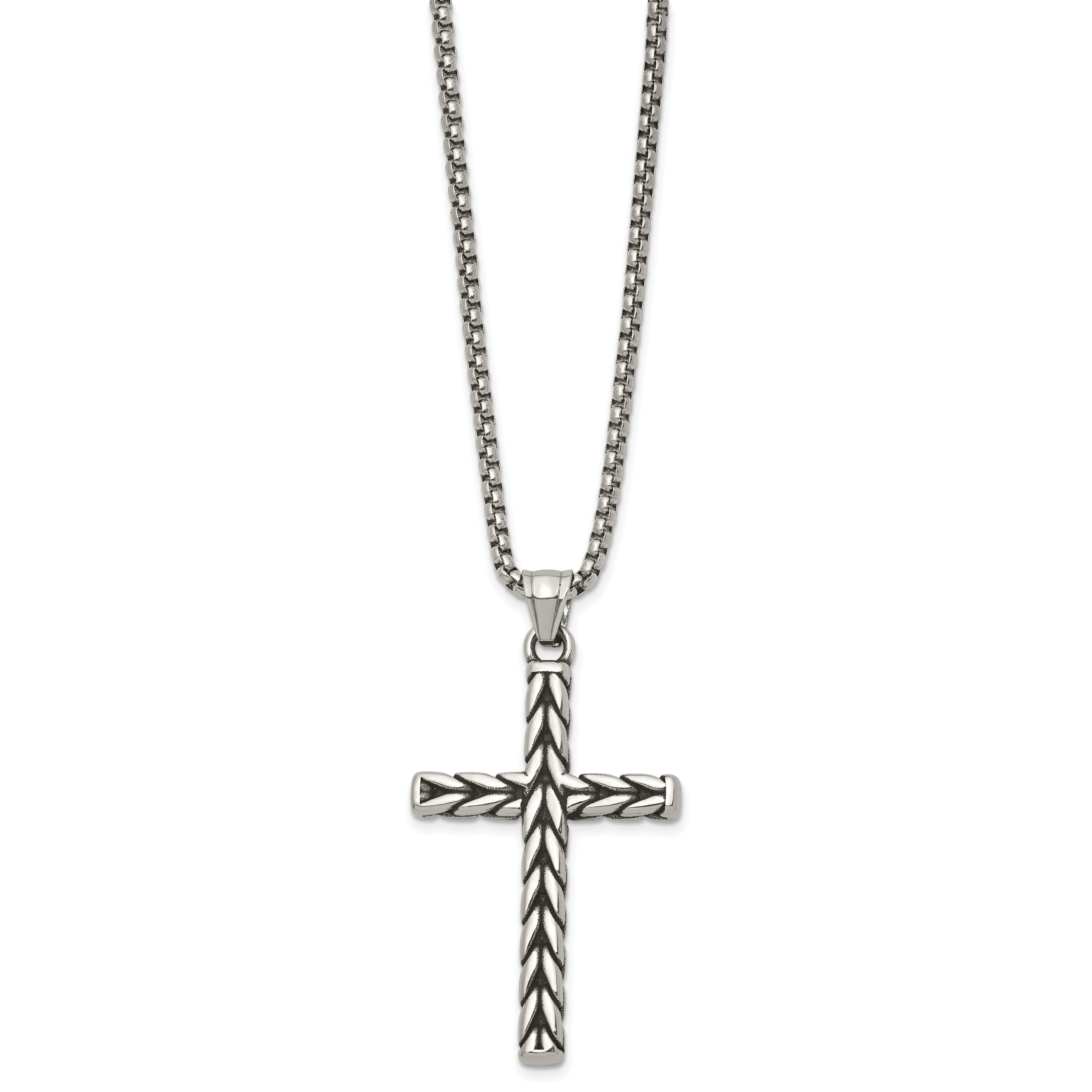 Antiqued Cross Stainless Steel Rolo Chain Necklace Secondary image