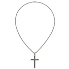 Antiqued Cross Stainless Steel Rolo Chain Necklace