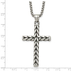 Antiqued Cross Stainless Steel Rolo Chain Necklace