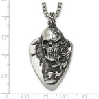 Antiqued Skull Stainless Steel Rolo Chain Necklace