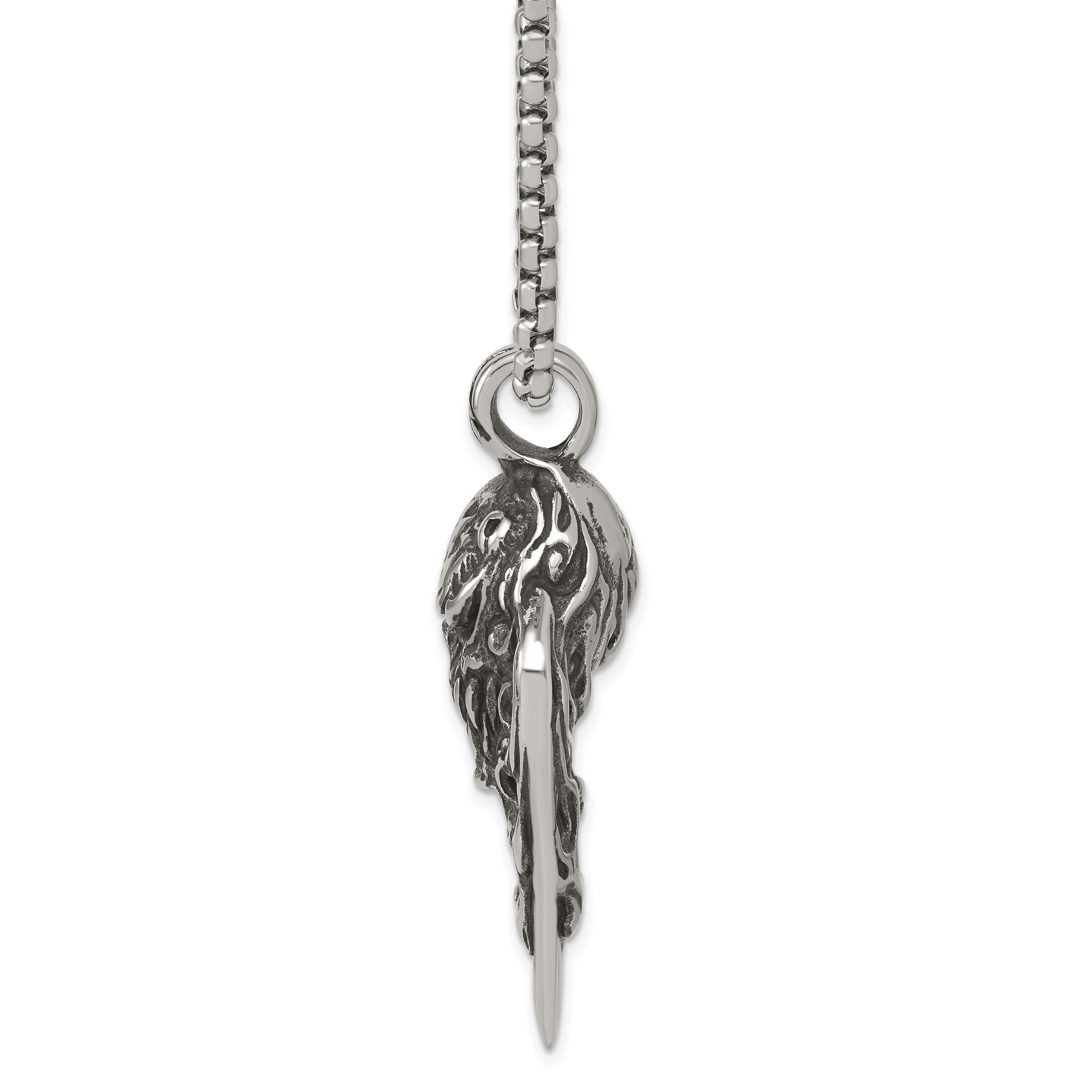 Antiqued Skull Stainless Steel Rolo Chain Necklace