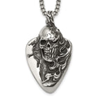 Antiqued Skull Stainless Steel Rolo Chain Necklace