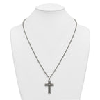 Antiqued Cross Stainless Steel Rolo Chain Necklace 24in