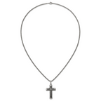 Antiqued Cross Stainless Steel Rolo Chain Necklace 24in