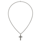 Antiqued Cross Stainless Steel Rolo Chain Necklace Textured