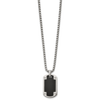 Black Ion-Plated Polished Dog Tag Stainless Steel Rolo Chain Necklace
