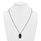 Black Ion-Plated Polished Dog Tag Stainless Steel Rolo Chain Necklace