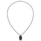 Black Ion-Plated Polished Dog Tag Stainless Steel Rolo Chain Necklace