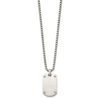 Black Ion-Plated Polished Dog Tag Stainless Steel Rolo Chain Necklace