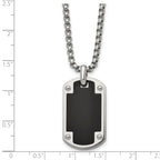 Black Ion-Plated Polished Dog Tag Stainless Steel Rolo Chain Necklace