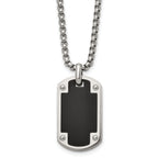 Black Ion-Plated Polished Dog Tag Stainless Steel Rolo Chain Necklace