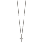 Polished Cubic Zirconia Cross Stainless Steel Necklace