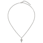 Polished Cubic Zirconia Cross Stainless Steel Necklace